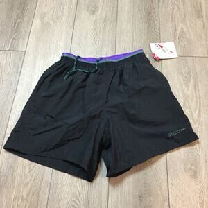 NEW Vintage Speedo Men's Swim Trunks Black Purple Green Stripe Medium